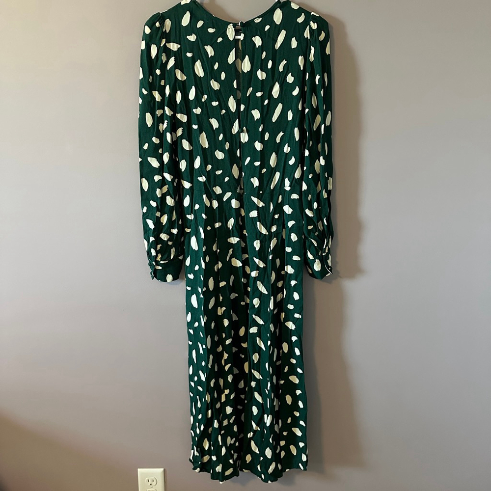Reformation Women’s Creed Midi Dress Green White Abstract Dot Print Size 8 - Picture 4 of 12